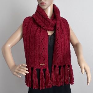Michael Kors Women’s Burgundy Cables Knit Scarf